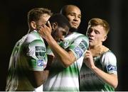 12 October 2018; Dan Carr, left, of Shamrock Rovers celebrates after scoring his side's first goal with teammate Ethan Boyle during the SSE Airtricity League Premier Division match between St Patrick's Athletic and Shamrock Rovers at Richmond Park in Dublin. Photo by Ben McShane/Sportsfile