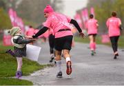 13 October 2018; Amelia Smith, age 5, from Clonsilla, Co. Dublin, high fives a participant at the Great Pink Run with Avonmore Slimline Milk which took place in the Phoenix Park on Saturday, October 13th. The event, which also takes place on Sunday, 14th October in Kilkenny Castle Park, has attracted over 8,000 women, men and children of all ages for both the 10K challenge and the 5K fun run, raising over €420,000 to support Breast Cancer Ireland’s pioneering research and awareness programmes nationally. For more information go to www.breastcancerireland.com Photo by Harry Murphy/Sportsfile