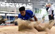 13 October 2018; Sam Ukaga of St Brigids Loughrea, Co. Galway, competing in the Intermediate Boys Long Jump event during the Irish Life Health All-Ireland Schools Combined Events at AIT in Athlone, Co Westmeath. Photo by Sam Barnes/Sportsfile