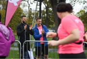 13 October 2018; Ireland and Leinster rubgy players Robbie Henshaw, left, and Josh van der Flier at the Great Pink Run with Avonmore Slimline Milk which took place in the Phoenix Park on Saturday, October 13th. The event, which also takes place on Sunday, 14th October in Kilkenny Castle Park, has attracted over 8,000 women, men and children of all ages for both the 10K challenge and the 5K fun run, raising over €420,000 to support Breast Cancer Ireland’s pioneering research and awareness programmes nationally. For more information go to www.breastcancerireland.com   Photo by Harry Murphy/Sportsfile