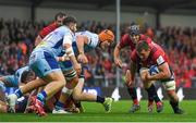 13 October 2018; CJ Stander of Munster goes over to score his side's first try during the Heineken Champions Cup Pool 2 Round 1 match between Exeter Chiefs and Munster at Sandy Park in Exeter, England. Photo by Brendan Moran/Sportsfile