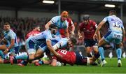 13 October 2018; CJ Stander of Munster goes over to score his side's first try during the Heineken Champions Cup Pool 2 Round 1 match between Exeter Chiefs and Munster at Sandy Park in Exeter, England. Photo by Brendan Moran/Sportsfile