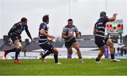 13 October 2018; Cian Kelleher of Connacht in action against Bordeaux Begles, from left, Nans Ducuing, Yann Lesgourgues, and Beka Gorgadze during the European Rugby Challenge Cup Pool 3 Round 1 match between Connacht and Bordeaux Begles at The Sportsground, Galway. Photo by Piaras Ó Mídheach/Sportsfile