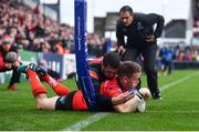 13 October 2018; Craig Gilroy of Ulster is tackled short of the try line by Jonah Holmes of Leicester Tigers during the Heineken Champions Cup Pool 4 Round 1 match between Ulster and Leicester Tigers at Kingspan Stadium, Belfast. Photo by David Fitzgerald/Sportsfile