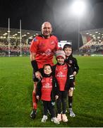 13 October 2018; Rory Best of Ulster with his children, from left, Richie, age 3, Pennie, age 6, and Ben, age 8, following the Heineken Champions Cup Pool 4 Round 1 match between Ulster and Leicester Tigers at Kingspan Stadium, Belfast. Photo by David Fitzgerald/Sportsfile