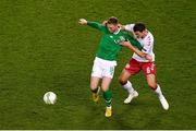 13 October 2018; Aiden O'Brien of Republic of Ireland in action against Andreas Christensen of Denmark during the UEFA Nations League B group four match between Republic of Ireland and Denmark at the Aviva Stadium in Dublin. Photo by Sam Barnes/Sportsfile