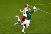 13 October 2018; Shane Duffy of Republic of Ireland goes down under the challenge of Henrik Dalsgaard of Denmark during the UEFA Nations League B group four match between Republic of Ireland and Denmark at the Aviva Stadium in Dublin. Photo by Sam Barnes/Sportsfile