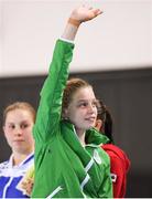 13 October 2018; Tanya Watson of Team Ireland, from Derry, salutes the crowd ahead of the 10m diving, final, event at the Aquatic Centre, Youth Olympic Park, on Day 7 of the Youth Olympic Games in Buenos Aires, Argentina. Photo by Eóin Noonan/Sportsfile