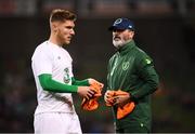 13 October 2018; Republic of Ireland assistant manager Roy Keane and Jeff Hendrick during the warm up prior to the UEFA Nations League B group four match between Republic of Ireland and Denmark at the Aviva Stadium in Dublin. Photo by Stephen McCarthy/Sportsfile