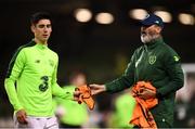 13 October 2018; Republic of Ireland assistant manager Roy Keane and Callum O'Dowda during the warm up prior to the UEFA Nations League B group four match between Republic of Ireland and Denmark at the Aviva Stadium in Dublin. Photo by Stephen McCarthy/Sportsfile