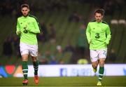 13 October 2018; Matt Doherty and Harry Arter of Republic of Ireland warm up prior to the UEFA Nations League B group four match between Republic of Ireland and Denmark at the Aviva Stadium in Dublin. Photo by Stephen McCarthy/Sportsfile