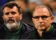 13 October 2018; Republic of Ireland assistant manager Roy Keane, left, and manager Martin O'Neill during the UEFA Nations League B group four match between Republic of Ireland and Denmark at the Aviva Stadium in Dublin. Photo by Ramsey Cardy/Sportsfile