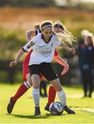 14 October 2018; Ciara McManus of Galway in action against Mia Dodd of Shelbourne during the Continental Tyres Women's Under 17 National League Final match between Galway Women's and Shelbourne Ladies at Drom, Galway. Photo by Harry Murphy/Sportsfile
