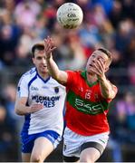 14 October 2018; Leighton Glynn of Rathnew in action against Wayne Doyle of St Patricks during the Wicklow County Senior Club Football Championship Final match between Rathnew and St Patricks at Joule Park in Aughrim, Wicklow. Photo by Sam Barnes/Sportsfile