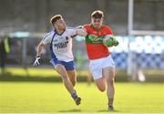 14 October 2018; JT Moorehouse of Rathnew in action against Simon Bouchier of St Patricks during the Wicklow County Senior Club Football Championship Final match between Rathnew and St Patricks at Joule Park in Aughrim, Wicklow. Photo by Sam Barnes/Sportsfile