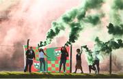 14 October 2018; Rathnew supporters with smoke grenades ahead of the Wicklow County Senior Club Football Championship Final match between Rathnew and St Patricks at Joule Park in Aughrim, Wicklow. Photo by Sam Barnes/Sportsfile