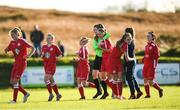 14 October 2018; Shelbourne players celebrate following the Continental Tyres Women's Under 17 National League Final match between Galway Women's and Shelbourne Ladies at Drom, Galway. Photo by Harry Murphy/Sportsfile