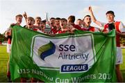 14 October 2018; St. Patrick's Athletic players celebrate with the cup following the National Under 15 Cup Final match between St. Patrick's Athletic and Cork City at Richmond Park in Inchicore, Dublin. Photo by Tom Beary/Sportsfile
