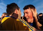 14 October 2018; Clann na Gael team-mates Jack Connaughton, right, and Ronan O'Reilly celebrate victory after the Roscommon County Senior Club Football Championship Final match between Clann na Gael and St Brigid's at Dr Hyde Park, Roscommon. Photo by Barry Cregg/Sportsfile