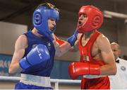 14 October 2018; Dean Clancy, left, of Team Ireland, from Ballinacarrow, Sligo, in action against Hichem Maouche of Algeria during his men's flyweight (49-52KG) bout, preliminary round1, in the Youth Olympic Park on Day 8 of the Youth Olympic Games in Buenos Aires, Argentina. Photo by Eóin Noonan/Sportsfile
