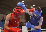 14 October 2018; Dean Clancy, right, of Team Ireland, from Ballinacarrow, Sligo, in action against Hichem Maouche of Algeria during his men's flyweight (49-52KG) bout, preliminary round1, in the Youth Olympic Park on Day 8 of the Youth Olympic Games in Buenos Aires, Argentina. Photo by Eóin Noonan/Sportsfile