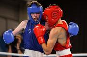 14 October 2018; Dean Clancy, left, of Team Ireland, from Ballinacarrow, Sligo, in action against Hichem Maouche of Algeria during his men's flyweight (49-52KG) bout, preliminary round1, in the Youth Olympic Park on Day 8 of the Youth Olympic Games in Buenos Aires, Argentina. Photo by Eóin Noonan/Sportsfile
