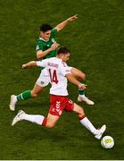 13 October 2018; Henrik Dalsgaard of Denmark in action against Callum O'Dowda of Republic of Ireland during the UEFA Nations League B group four match between Republic of Ireland and Denmark at the Aviva Stadium in Dublin. Photo by Sam Barnes/Sportsfile