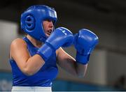 14 October 2018; Lauren Kelly of Team Ireland, from Monasterevin, Kildare, during her bout against Anastasiia Shamonova of Russia during their women's middleweight (69-75KG) bout, preliminaries round 1, in the Youth Olympic Park on Day 8 of the Youth Olympic Games in Buenos Aires, Argentina. Photo by Eóin Noonan/Sportsfile
