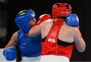 14 October 2018; Lauren Kelly of Team Ireland, from Monasterevin, Kildare, in action against Anastasiia Shamonova of Russia during their women's middleweight (69-75KG) bout, preliminaries round 1, in the Youth Olympic Park on Day 8 of the Youth Olympic Games in Buenos Aires, Argentina. Photo by Eóin Noonan/Sportsfile