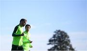 15 October 2018; Republic of Ireland's Richard Keogh, left, and Harry Arter during a training session at the FAI National Training Centre in Abbotstown, Dublin. Photo by Stephen McCarthy/Sportsfile