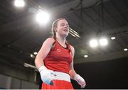 14 October 2018; Dearbhla Rooney of Team Ireland, from Manorhamilton, Leitrim, after beating Roma Linda Martinez of USA during their women's feather weight, quarter final bout, in the Youth Olympic Park on Day 8 of the Youth Olympic Games in Buenos Aires, Argentina. Photo by Eóin Noonan/Sportsfile