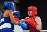 14 October 2018; Dearbhla Rooney, right, of Team Ireland, from Manorhamilton, Leitrim, in action against Roma Linda Martinez of USA during their women's feather weight, quarter final bout, in the Youth Olympic Park on Day 8 of the Youth Olympic Games in Buenos Aires, Argentina.Photo by Eóin Noonan/Sportsfile