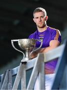 15 October 2018; Kilmacud Crokes footballer Paul Mannion with the Clerys Perpetual Cup during a Dublin SHC / SFC Finals Media Launch at Parnell Park in Dublin. Photo by Piaras Ó Mídheach/Sportsfile
