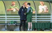 15 October 2018; Republic of Ireland manager Martin O'Neill speaking to STATSports Analyst Jason Black during a Republic of Ireland training session at the FAI National Training Centre in Abbotstown, Dublin. Photo by Stephen McCarthy/Sportsfile