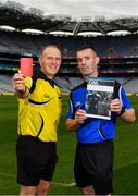 16 October 2018; In attendance during the Referee Development Plan Launch are referees Conor Lane, from Cork, left, and James Owens, from Wexford, at Croke Park in Dublin. Photo by Sam Barnes/Sportsfile