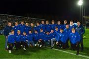 12 October 2018; The Leinster U19 team at half-time during the Heineken Champions Cup Pool 1 Round 1 match between Leinster and Wasps at the RDS Arena in Dublin. Photo by Brendan Moran/Sportsfile