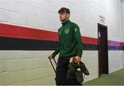 16 October 2018; William Ferry of Republic of Ireland arrives prior to the 2018/19 UEFA Under-19 European Championships Qualifying Round match between Republic of Ireland and Netherlands at City Calling Stadium, in Lissanurlan, Co. Longford. Photo by Harry Murphy/Sportsfile