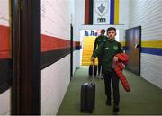 16 October 2018; Aaron Bolger of Republic of Ireland arrives prior to the 2018/19 UEFA Under-19 European Championships Qualifying Round match between Republic of Ireland and Netherlands at City Calling Stadium, in Lissanurlan, Co. Longford. Photo by Harry Murphy/Sportsfile