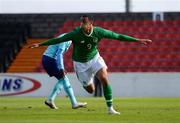 16 October 2018; Adam Idah of Republic of Ireland celebrates after scoring his side's first goal during the 2018/19 UEFA Under-19 European Championships Qualifying Round match between Republic of Ireland and Netherlands at City Calling Stadium, in Lissanurlan, Co. Longford. Photo by Harry Murphy/Sportsfile
