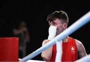 16 October 2018; Dean Clancy of Team Ireland, from Ballinacarrow, Sligo, after losing to Ivan Price of Team GB during the men's flyweight, semi final, event in the Youth Olympic Park on Day 10 of the Youth Olympic Games in Buenos Aires, Argentina. Photo by Eóin Noonan/Sportsfile