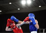 16 October 2018; Dean Clancy, left, of Team Ireland, from Ballinacarrow, Sligo, in action against Ivan Price of Team GB during the men's flyweight, semi final, event in the Youth Olympic Park on Day 10 of the Youth Olympic Games in Buenos Aires, Argentina. Photo by Eóin Noonan/Sportsfile