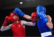 16 October 2018; Dean Clancy, left, of Team Ireland, from Ballinacarrow, Sligo, in action against Ivan Price of Team GB during the men's flyweight, semi-final, event in the Youth Olympic Park on Day 10 of the Youth Olympic Games in Buenos Aires, Argentina. Photo by Eóin Noonan/Sportsfile