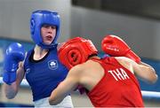 16 October 2018; Dearbhla Rooney, left, of Team Ireland, from Manorhamilton, Leitrim, in action against Panpatchara Somnuek of Thailand during the women's flyweight, semi-final, event in the Youth Olympic Park on Day 10 of the Youth Olympic Games in Buenos Aires, Argentina. Photo by Eóin Noonan/Sportsfile