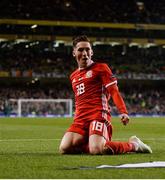 16 October 2018; Harry Wilson of Wales celebrates after scoring his side's first goal during the UEFA Nations League B group four match between Republic of Ireland and Wales at the Aviva Stadium in Dublin. Photo by Harry Murphy/Sportsfile
