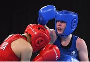 16 October 2018; Dearbhla Rooney, right, of Team Ireland, from Manorhamilton, Leitrim, in action against Panpatchara Somnuek of Thailand during the women's flyweight, semi final, event in the Youth Olympic Park on Day 10 of the Youth Olympic Games in Buenos Aires, Argentina. Photo by Eóin Noonan/Sportsfile