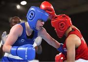 16 October 2018; Dearbhla Rooney, left, of Team Ireland, from Manorhamilton, Leitrim, in action against Panpatchara Somnuek of Thailand during the women's flyweight, semi final, event in the Youth Olympic Park on Day 10 of the Youth Olympic Games in Buenos Aires, Argentina. Photo by Eóin Noonan/Sportsfile