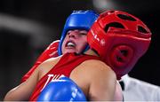 16 October 2018; Dearbhla Rooney, right, of Team Ireland, from Manorhamilton, Leitrim, in action against Panpatchara Somnuek of Thailand during the women's flyweight, semi-final, event in the Youth Olympic Park on Day 10 of the Youth Olympic Games in Buenos Aires, Argentina. Photo by Eóin Noonan/Sportsfile