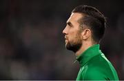 16 October 2018; Shane Duffy of Republic of Ireland prior to the UEFA Nations League B group four match between Republic of Ireland and Wales at the Aviva Stadium in Dublin. Photo by Brendan Moran/Sportsfile