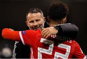16 October 2018; Wales manager Ryan Giggs celebrates with Tyler Roberts after the UEFA Nations League B group four match between Republic of Ireland and Wales at the Aviva Stadium in Dublin. Photo by Brendan Moran/Sportsfile