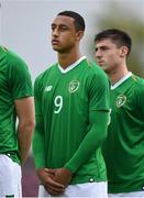 16 October 2018; Adam Idah of Republic of Ireland prior to the 2018/19 UEFA Under-19 European Championships Qualifying Round match between Republic of Ireland and Netherlands at City Calling Stadium, in Lissanurlan, Co. Longford. Photo by Harry Murphy/Sportsfile